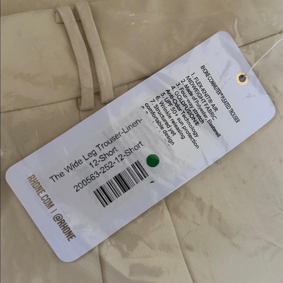 Rhone Women’s Commuter Pleated Trouser Linen 12 Short NEW - Picture 3 of 3